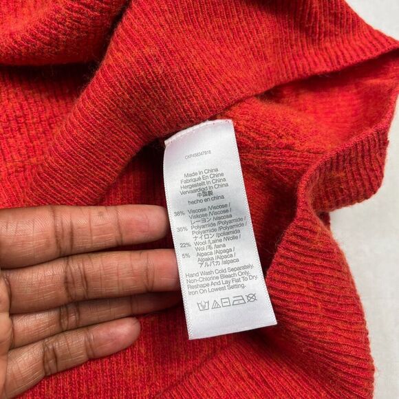 Madewell Asherton Henley Sweater Red Long Sleeve Loose Fit Knit Pullover SMALL - Picture 9 of 12